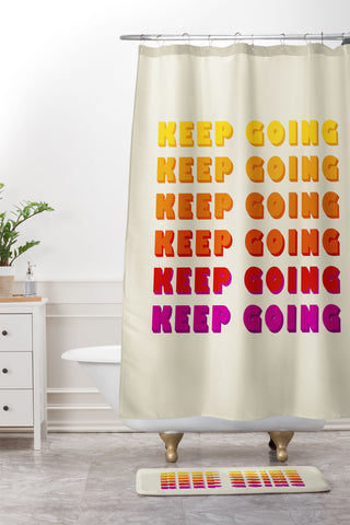 Showmemars KEEP GOING POSITIVE QUOTE Shower Curtain And Mat
