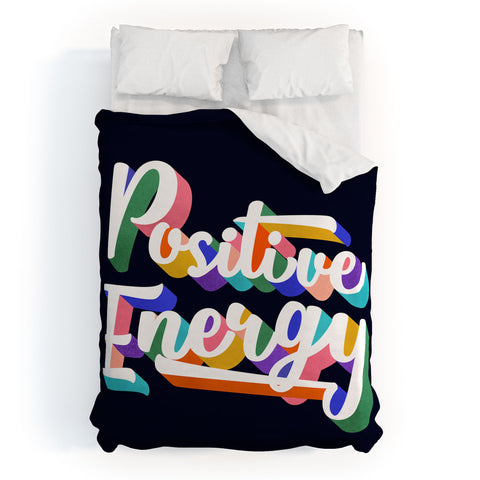 Showmemars Positive Energy typography Duvet Cover
