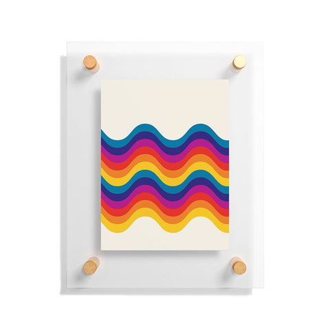 Showmemars Wavy retro rainbow Floating Acrylic Print