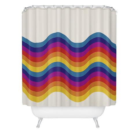 Showmemars Wavy retro rainbow Shower Curtain