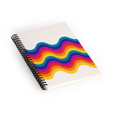 Showmemars Wavy retro rainbow Spiral Notebook