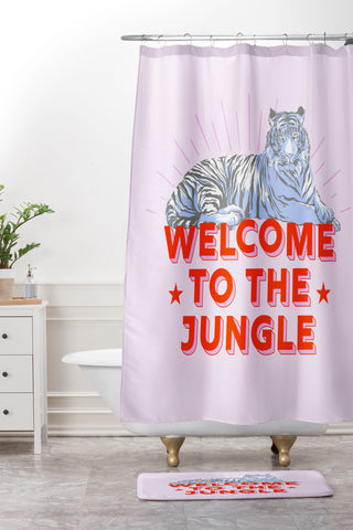 Showmemars welcome to the jungle retro Shower Curtain And Mat
