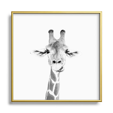 Sisi and Seb Happy Giraffe Metal Square Framed Art Print