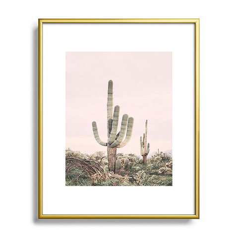 Sisi and Seb Pastel Pink Cactus Metal Framed Art Print