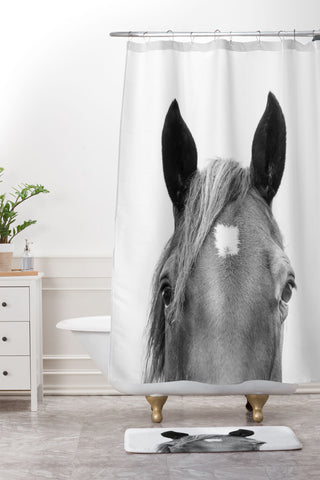 Sisi and Seb Peeking Horse Shower Curtain And Mat