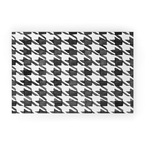 Social Proper Houndstooth BW Welcome Mat