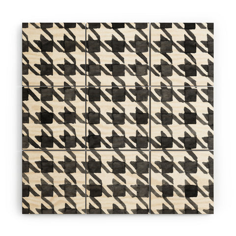 Social Proper Houndstooth BW Wood Wall Mural