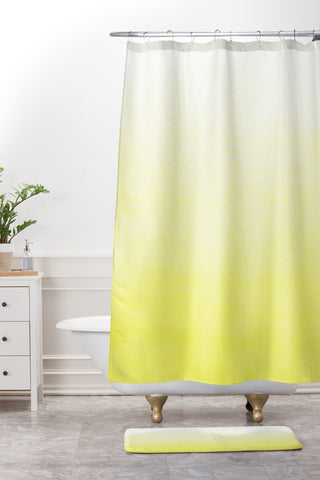 Social Proper Lemon Ombre Shower Curtain And Mat