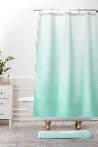 Social Proper Mint Ombre Shower Curtain And Mat