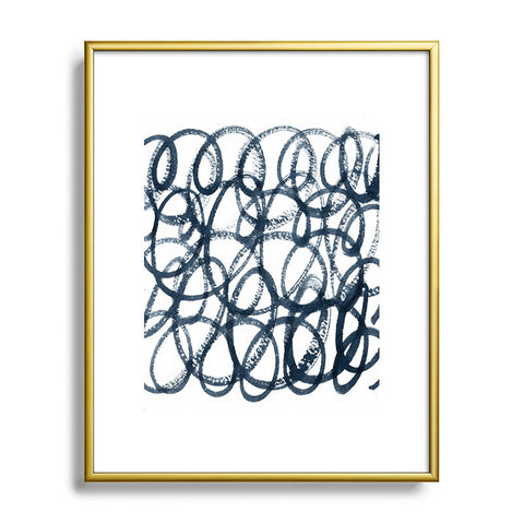 Social Proper Navy Swirls Metal Framed Art Print