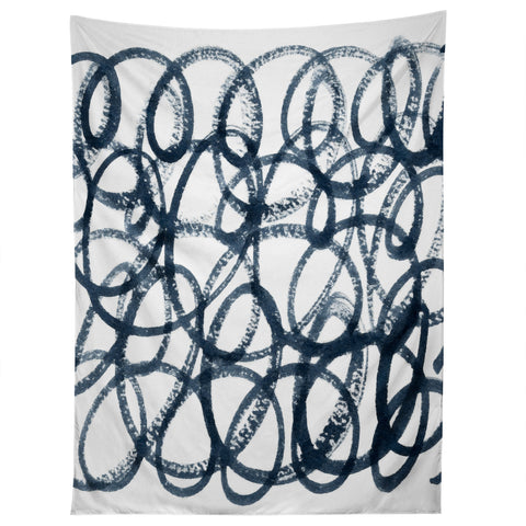 Social Proper Navy Swirls Tapestry