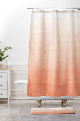 Social Proper Peach Ombre Shower Curtain And Mat