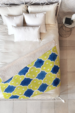 Social Proper Spanish Tiles Fleece Throw Blanket