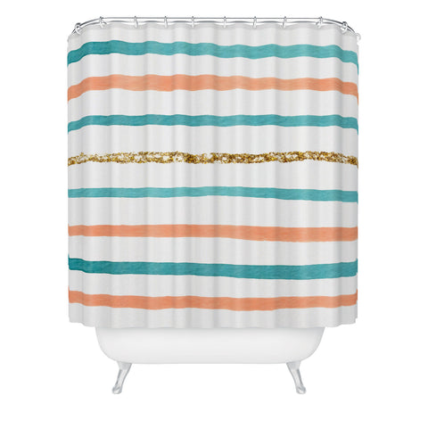Social Proper Sparkle Stripe Shower Curtain