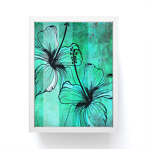 Sophia Buddenhagen Aqua Floral Framed Mini Art Print