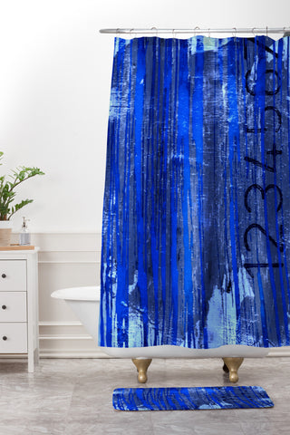Sophia Buddenhagen Blue Numbers Shower Curtain And Mat