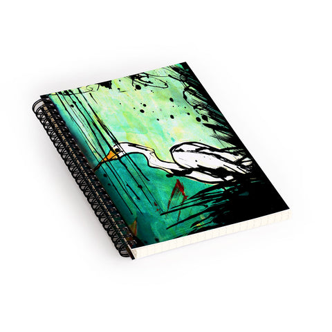 Sophia Buddenhagen Green And White Bird Spiral Notebook