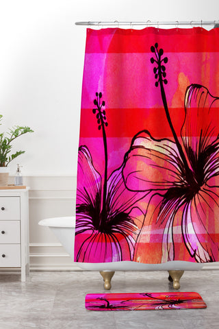 Sophia Buddenhagen Summer Pink Shower Curtain And Mat