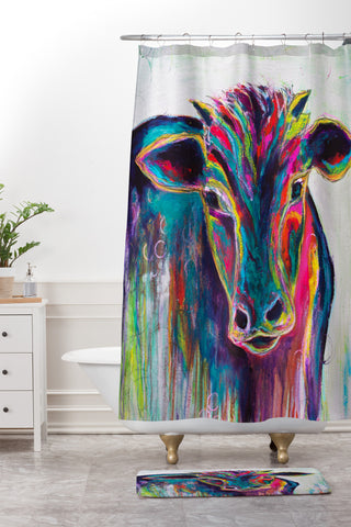 Sophia Buddenhagen Texas Cow Shower Curtain And Mat