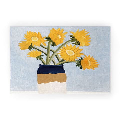 sophiequi Vase with Sunflowers Welcome Mat