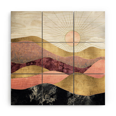 SpaceFrogDesigns Blush Sun Wood Wall Mural