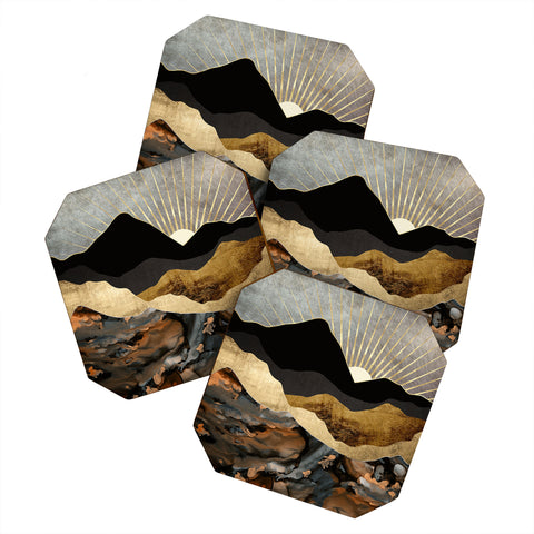 SpaceFrogDesigns Copper and Gold Mountains Coaster Set