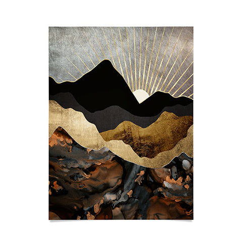 SpaceFrogDesigns Copper and Gold Mountains Poster