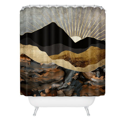 SpaceFrogDesigns Copper and Gold Mountains Shower Curtain