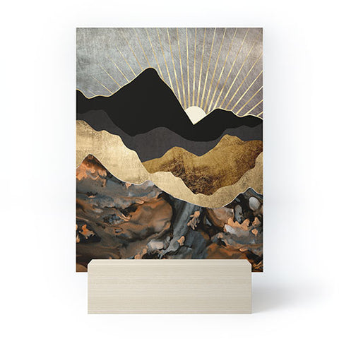 SpaceFrogDesigns Copper and Gold Mountains Mini Art Print