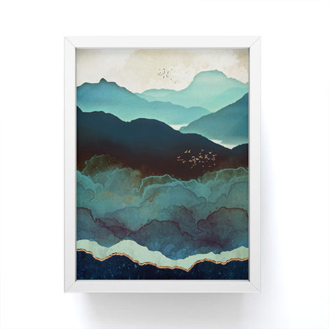 SpaceFrogDesigns Indigo Mountains Framed Mini Art Print