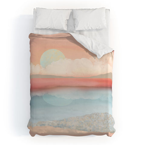 SpaceFrogDesigns Mint Moon Beach Duvet Cover