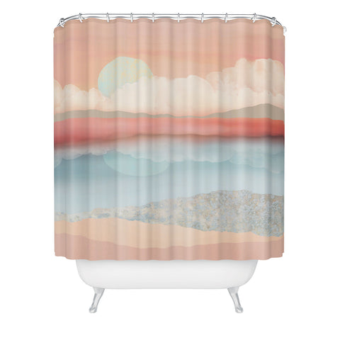 SpaceFrogDesigns Mint Moon Beach Shower Curtain
