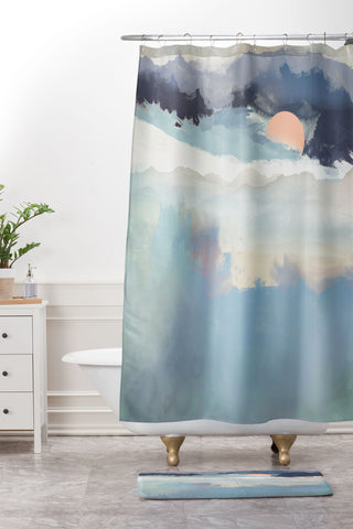 SpaceFrogDesigns Mountain Dream Shower Curtain And Mat