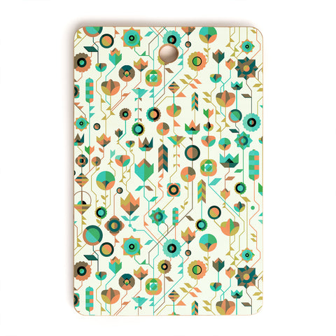 Spires Geometric Floral Neutrals Cutting Board Rectangle