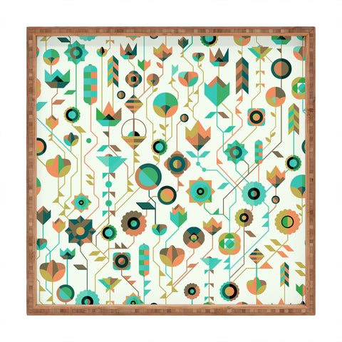 Spires Geometric Floral Neutrals Square Tray
