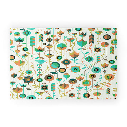 Spires Geometric Floral Neutrals Welcome Mat