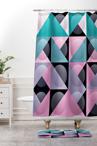 Spires Glass Grid Shower Curtain And Mat