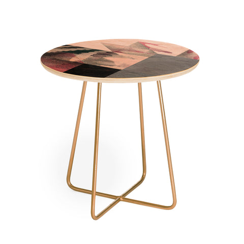 Spires Processed Floral and Granite Round Side Table