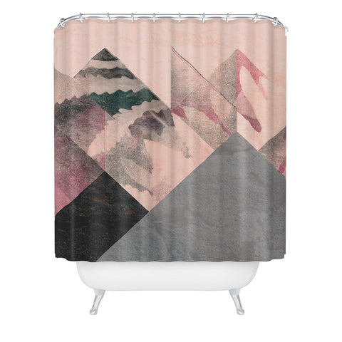 Spires Processed Floral and Granite Shower Curtain