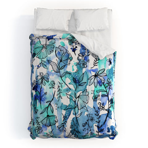 Stephanie Corfee Blues And Ink Floral Comforter