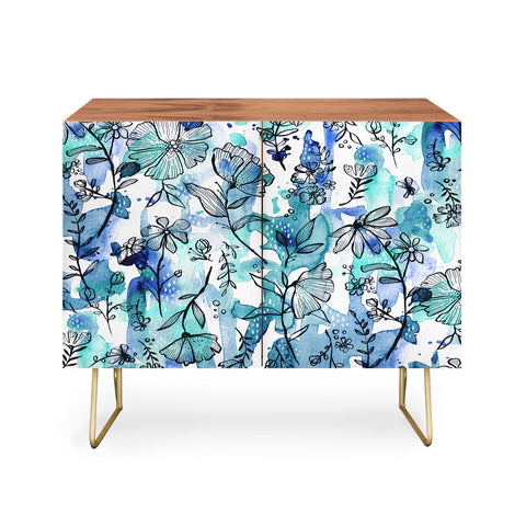 Stephanie Corfee Blues And Ink Floral Credenza