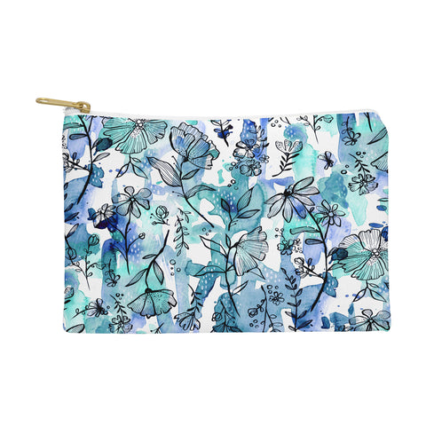 Stephanie Corfee Blues And Ink Floral Pouch
