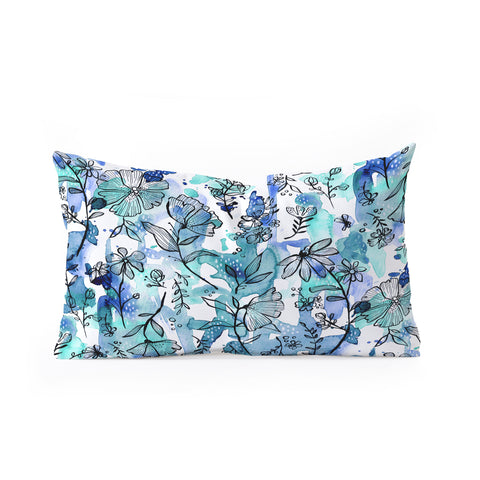 Stephanie Corfee Blues And Ink Floral Oblong Throw Pillow