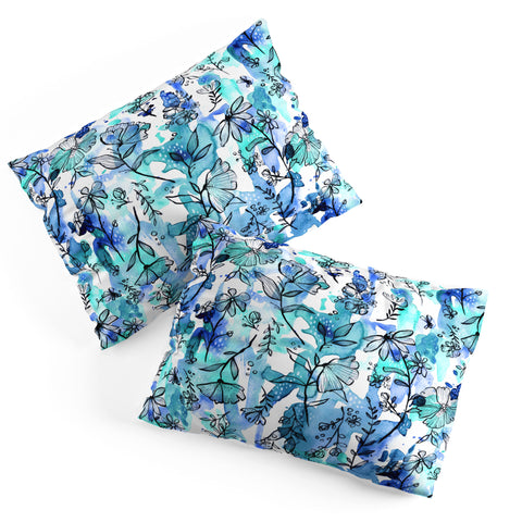 Stephanie Corfee Blues And Ink Floral Pillow Shams