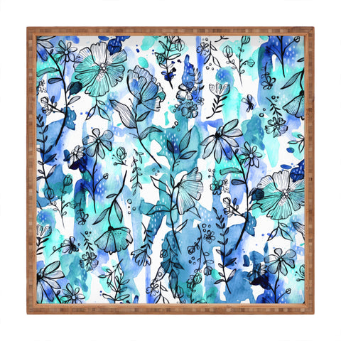 Stephanie Corfee Blues And Ink Floral Square Tray