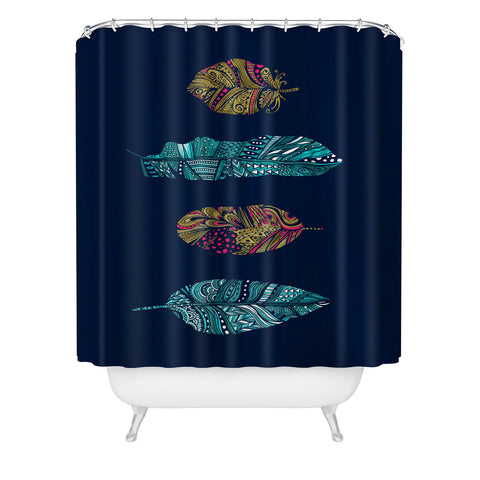 Stephanie Corfee Doodle Feather Collection Shower Curtain