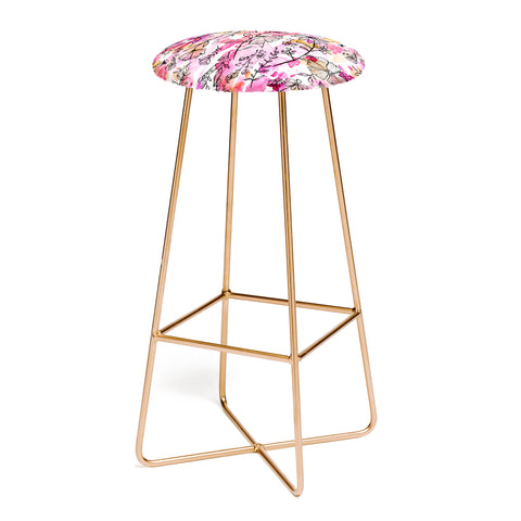 Stephanie Corfee Pink And Ink Floral Bar Stool