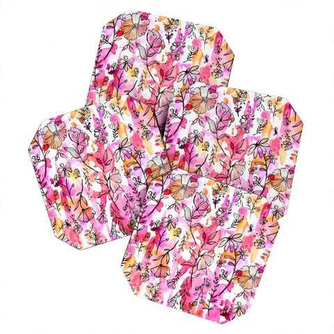 Stephanie Corfee Pink And Ink Floral Coaster Set