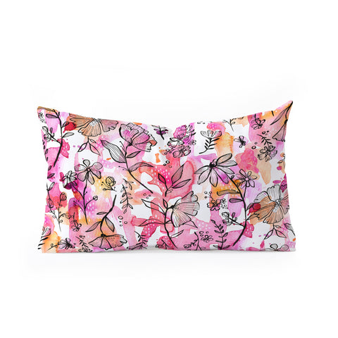 Stephanie Corfee Pink And Ink Floral Oblong Throw Pillow