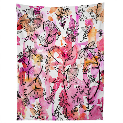 Stephanie Corfee Pink And Ink Floral Tapestry